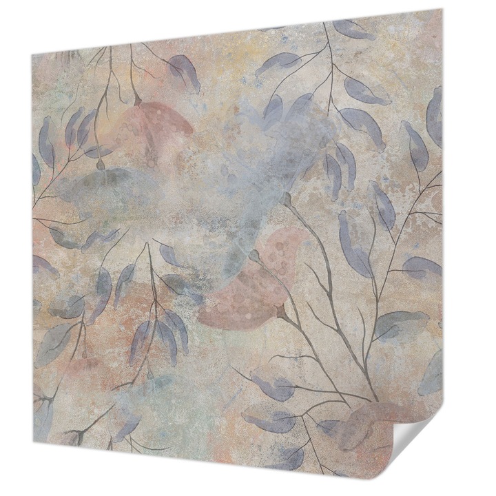 Öntapadós Fotótapéta Falra, Wallfluent, Absztrakt levelek, Szürke, 250 x 250 cm, Modern Dizájn, Könnyen Felszerelhető És Tisztítható, 010170060030000282757