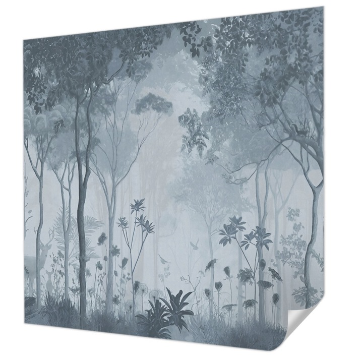 Öntapadós Tapéta Falra, Wallfluent, Az erdő misztikuma, Szürke, 250 x 250 cm, Előszobába, Hálószobába, 010170060030000282753
