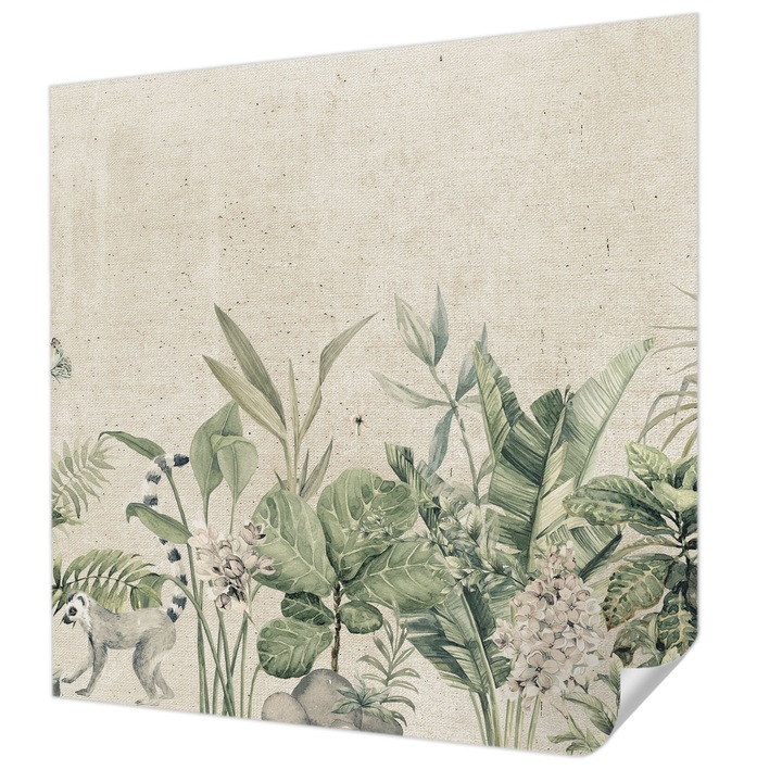 Öntapadós Dekor Tapéta, Wallfluent, Trópusi dzsungel, Bézs, 250 x 250 cm, Könnyen Tisztítható, Nedvességálló, 010170060030000282763