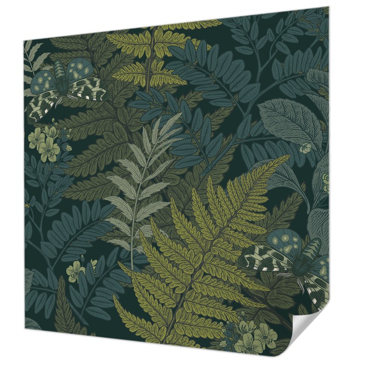 Öntapadós Dekor Tapéta, Wallfluent, Zöld elegancia, Zöld, 250 x 250 cm, Nappaliba, Konyhába, 010170060030000282769