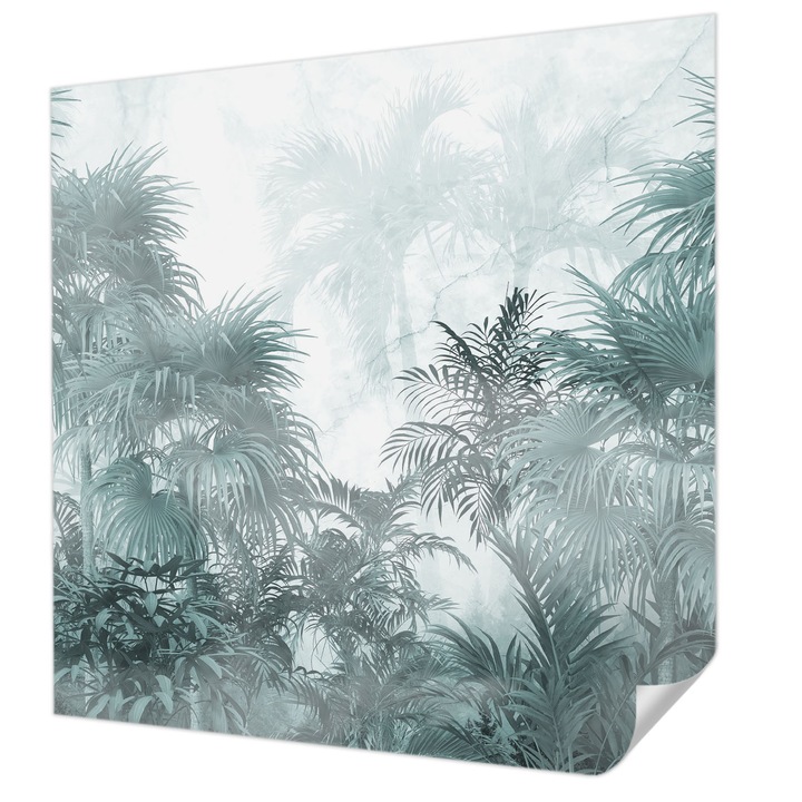 Öntapadós Tapéta Fali Dekoráció, Wallfluent, Egzotikus zöld, Kék, 250 x 250 cm, Dekoráció, Falra, 010170060030000282778