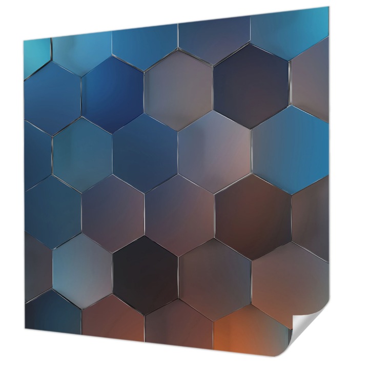 Öntapadós Tapéta Falra, Wallfluent, Kék hatszögek, Kék, 250 x 250 cm, Klasszikus, Könnyen Felszerelhető, 010170060030000282856