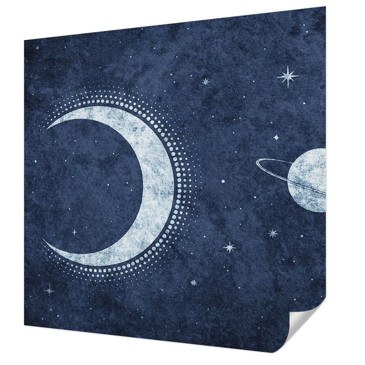 Öntapadós Dekor Tapéta, Wallfluent, Csillag motívum, Tengerészkék, 250 x 250 cm, Modern Dizájn, Könnyen Felszerelhető És Tisztítható, 010170060030000284710