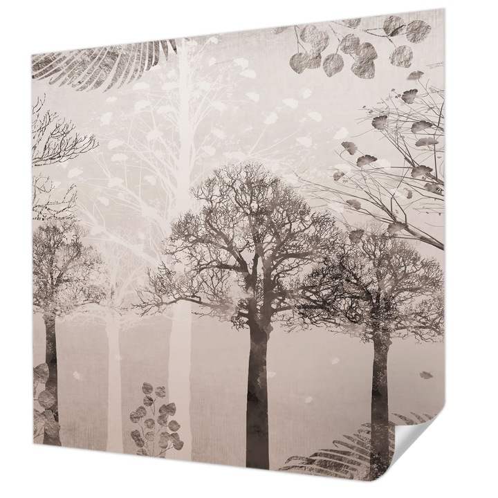 Öntapadós Dekor Tapéta, Wallfluent, Kényes fák, Bézs, 250 x 250 cm, Előszobába, Hálószobába, 010170060030000282772