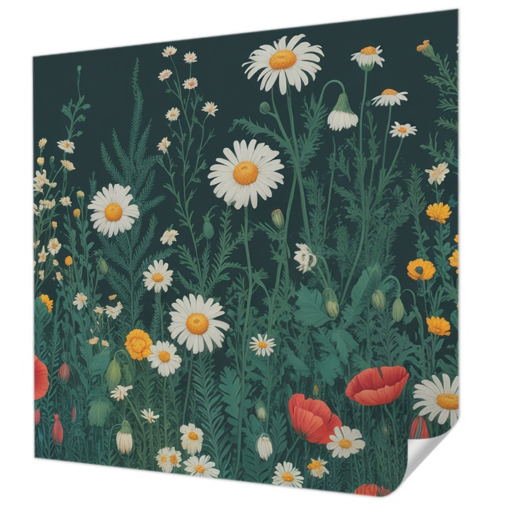 Öntapadós Tapéta Fali Dekoráció, Wallfluent, Vadvirágok, Zöld, 250 x 250 cm, Könnyen Tisztítható, Nedvességálló, 010170060030000284716