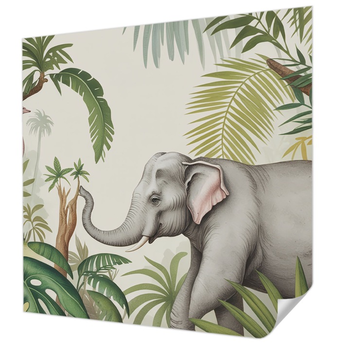 Öntapadós Tapéta Fali Dekoráció, Wallfluent, Egzotikus jelenet, Zöld, 250 x 250 cm, Dekoráció, Falra, 010170060030000284722