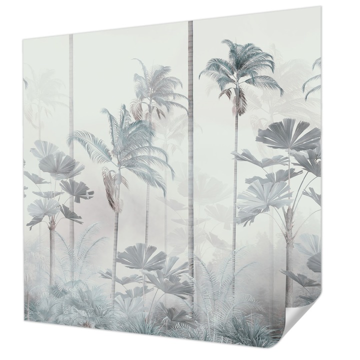 Öntapadós Tapéta Fali Dekoráció, Wallfluent, Trópusi táj, Fehér, 250 x 250 cm, Klasszikus, Könnyen Felszerelhető, 010170060030000282777