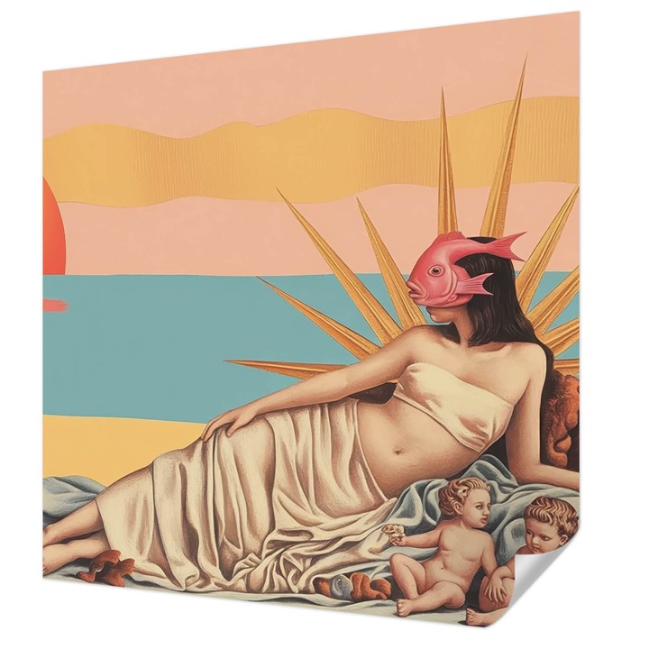 Öntapadós Tapéta Falra, Wallfluent, A szürrealizmus nyugata, Fehér, 250 x 250 cm, Fali Dekoráció, Nedvesség- És Foltálló, 010170060030000284726