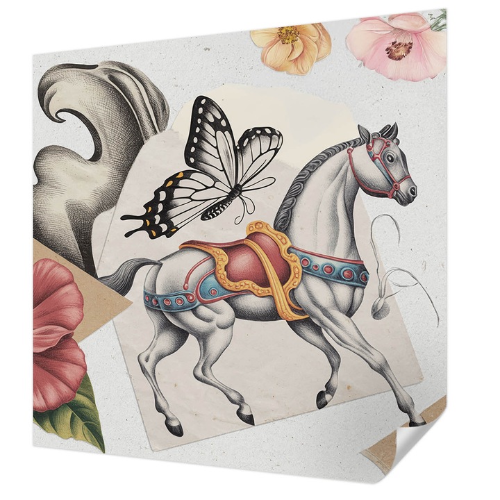 Öntapadós Tapéta Falra, Wallfluent, Vintage virágok, Szürke, 250 x 250 cm, Erős Ragasztó, Modern Belsőépítészeti Dekoráció, 010170060030000284727