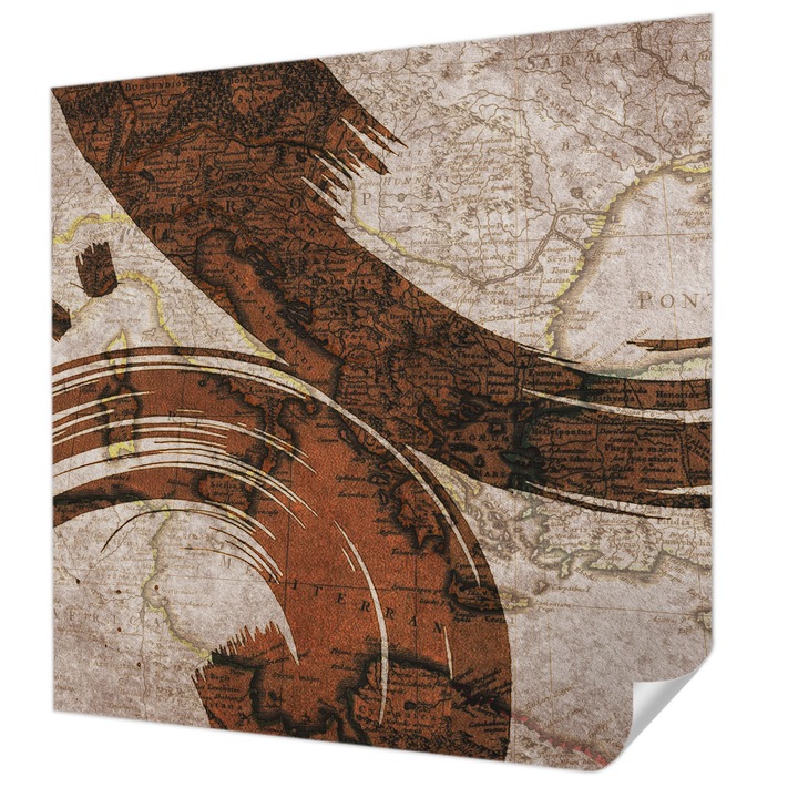 Öntapadós Fotótapéta Falra, Wallfluent, Művészeti térkép, Bézs, 250 x 250 cm, Fali Dekoráció, Nedvesség- És Foltálló, 010170060030000284768