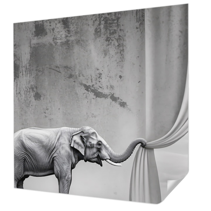 Öntapadós Fotótapéta Falra, Wallfluent, Szürrealista elefánt, Szürke, 250 x 250 cm, Nappaliba, Konyhába, 010170060030000284771