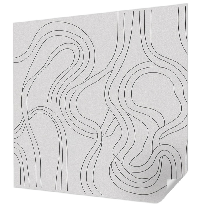 Öntapadós Tapéta Fali Dekoráció, Wallfluent, Organikus vonalak, Fehér, 250 x 250 cm, Könnyen Tisztítható, Nedvességálló, 010170060030000284781