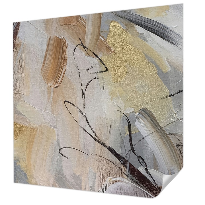 Öntapadós Dekor Tapéta, Wallfluent, Absztrakt kompozíció, Bézs, 250 x 250 cm, Könnyen Tisztítható, Nedvességálló, 010170060030000284772