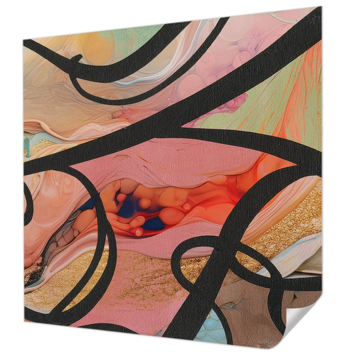 Öntapadós Tapéta Falra, Wallfluent, Színes mozgás, Narancssárga, 250 x 250 cm, Modern Dizájn, Könnyen Felszerelhető És Tisztítható, 010170060030000284793