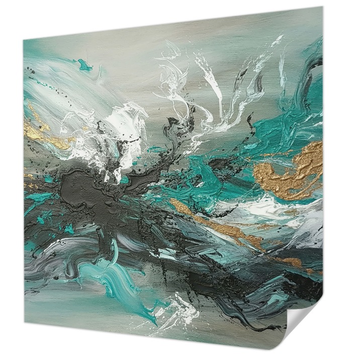 Öntapadós Tapéta Falra, Wallfluent, Művészi örvény, Szürke, 250 x 250 cm, Nappaliba, Konyhába, 010170060030000284795