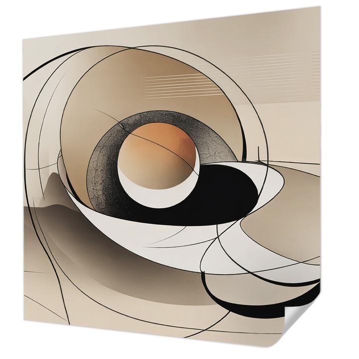 Öntapadós Tapéta Falra, Wallfluent, Harmonikus absztrakció, Bézs, 250 x 250 cm, Előszobába, Hálószobába, 010170060030000284798