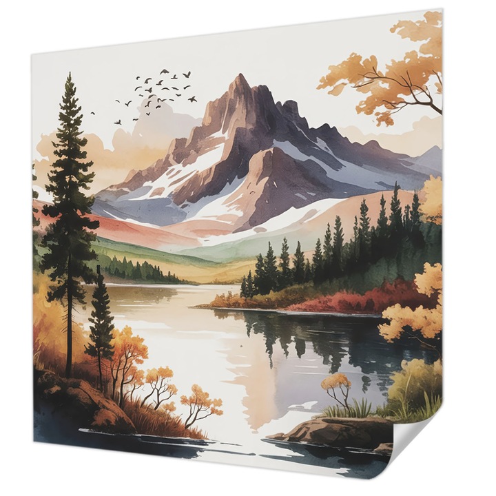 Öntapadós Fotótapéta Falra, Wallfluent, Hegyi ősz, Barna, 250 x 250 cm, Nappaliba, Konyhába, 010170060030000284803