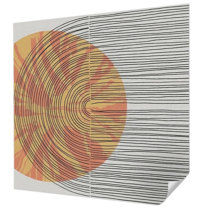 Öntapadós Tapéta Fali Dekoráció, Wallfluent, Kör vonalakkal, Szürke, 250 x 250 cm, Előszobába, Hálószobába, 010170060030000284820