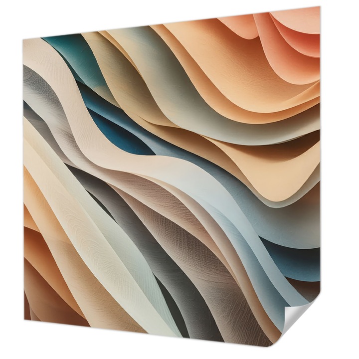 Öntapadós Tapéta Falra, Wallfluent, Hullámos formák, Bézs, 250 x 250 cm, Klasszikus, Könnyen Felszerelhető, 010170060030000284826