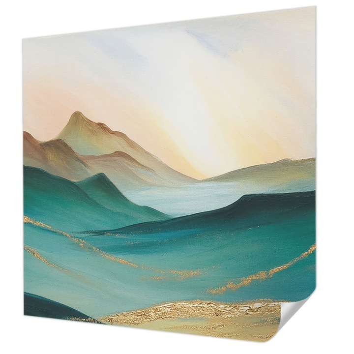 Öntapadós Tapéta Falra, Wallfluent, Békés táj, Zöld, 250 x 250 cm, Fali Dekoráció, Nedvesség- És Foltálló, 010170060030000284822