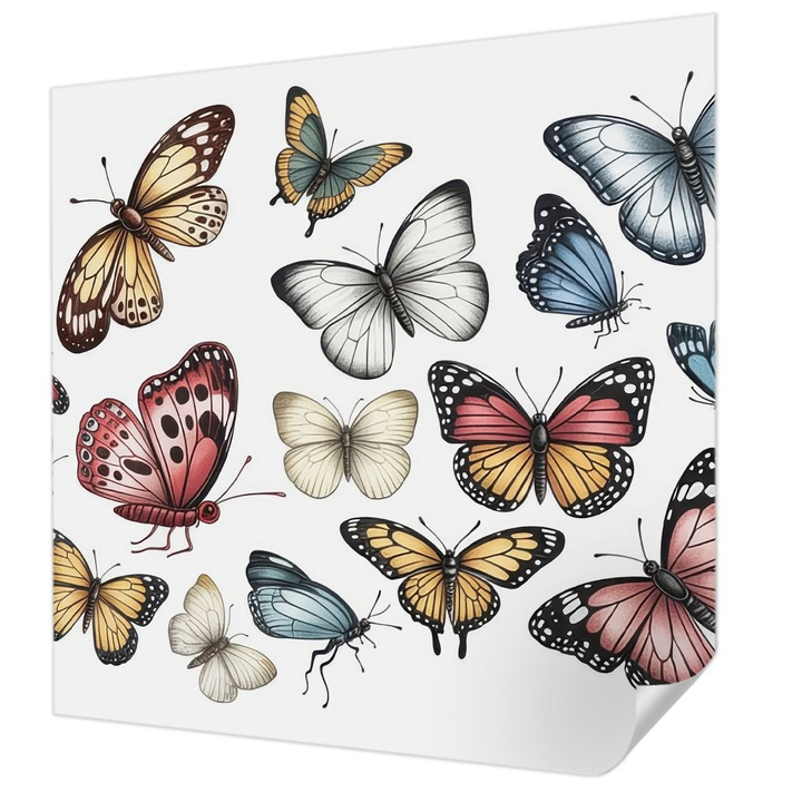 Öntapadós Fotótapéta Falra, Wallfluent, Paradicsomlepkék, Fehér, 250 x 250 cm, Klasszikus, Könnyen Felszerelhető, 010170060030000284833
