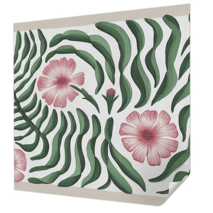 Öntapadós Dekor Tapéta, Wallfluent, Virágok levelek, Zöld, 250 x 250 cm, Klasszikus, Könnyen Felszerelhető, 010170060030000284810