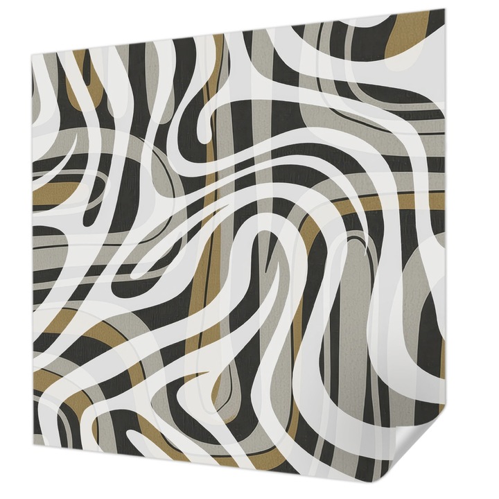 Öntapadós Tapéta Falra, Wallfluent, Absztrakt vonalak, Fehér, 250 x 250 cm, Modern Dizájn, Könnyen Felszerelhető És Tisztítható, 010170060030000284824