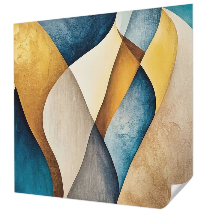 Öntapadós Tapéta Fali Dekoráció, Wallfluent, Hullámos absztrakció, Kék, 250 x 250 cm, Modern Dizájn, Nedvesség- És Foltálló, 010170060030000284846