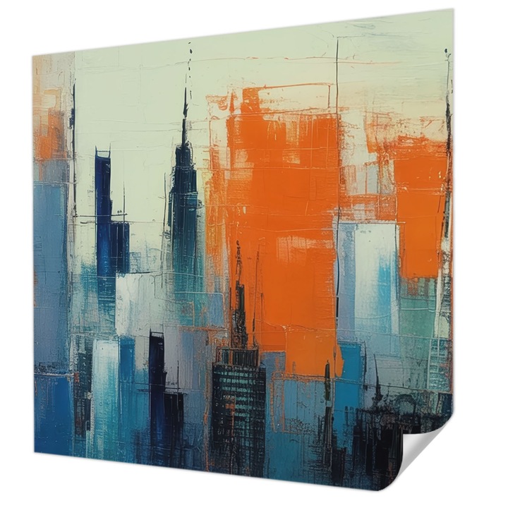 Fali Fotótapéta Autocolant, Wallfluent, Oras abstract, Portocaliu, 250 x 250 cm, Decorativ, Usor De Instalat, 010170060030000284845