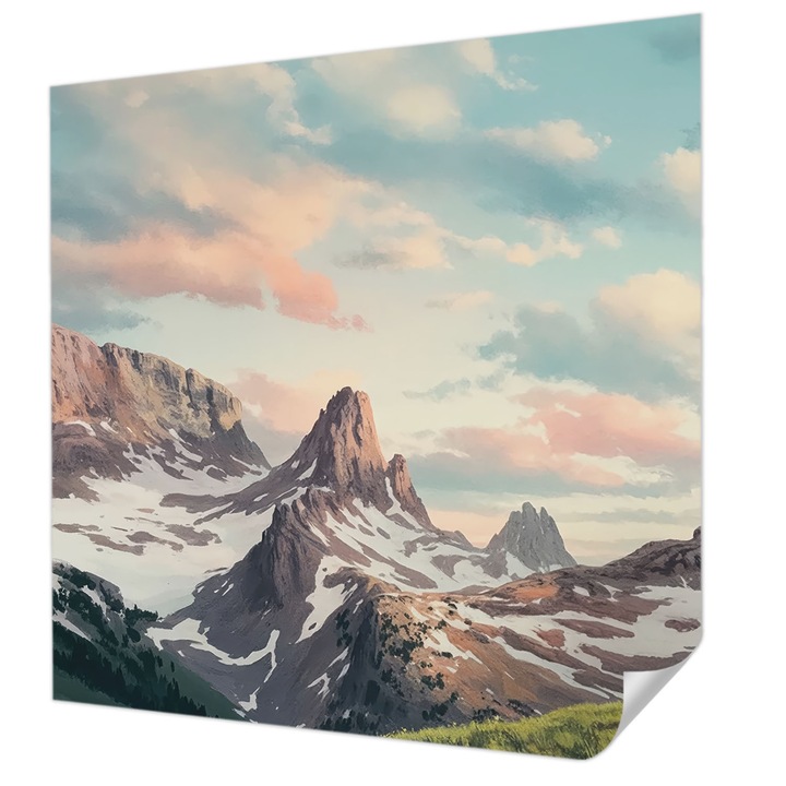 Öntapadós Tapéta Fali Dekoráció, Wallfluent, Hegyi panoráma, Kék, 250 x 250 cm, Nappaliba, Konyhába, 010170060030000284852