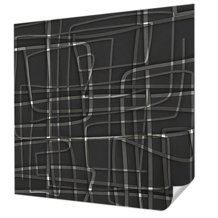 Öntapadós Fotótapéta Falra, Wallfluent, Absztrakt vonalak, Fekete, 250 x 250 cm, Könnyen Tisztítható, Nedvességálló, 010170060030000284862