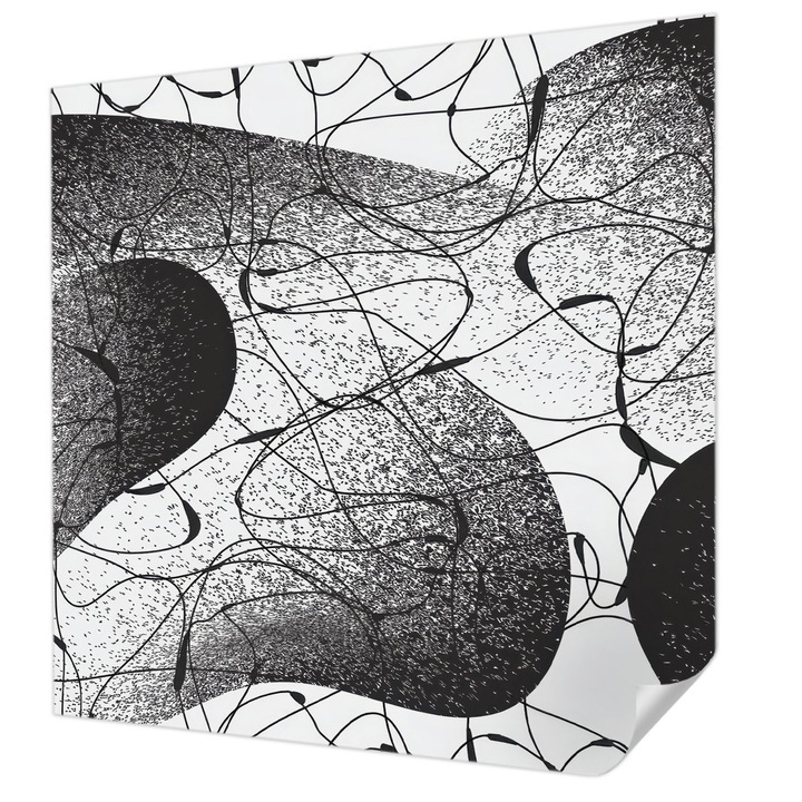 Öntapadós Dekor Tapéta, Wallfluent, Absztrakt minta, Fekete, 250 x 250 cm, Erős Ragasztó, Modern Belsőépítészeti Dekoráció, 010170060030000284874