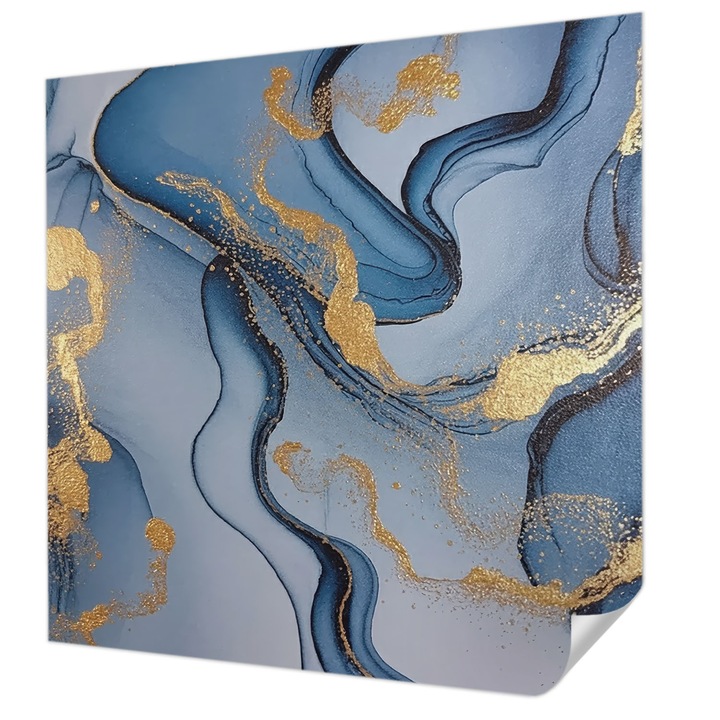 Öntapadós Dekor Tapéta, Wallfluent, Kék hullámok, Kék, 250 x 250 cm, Dekoráció, Falra, 010170060030000284877