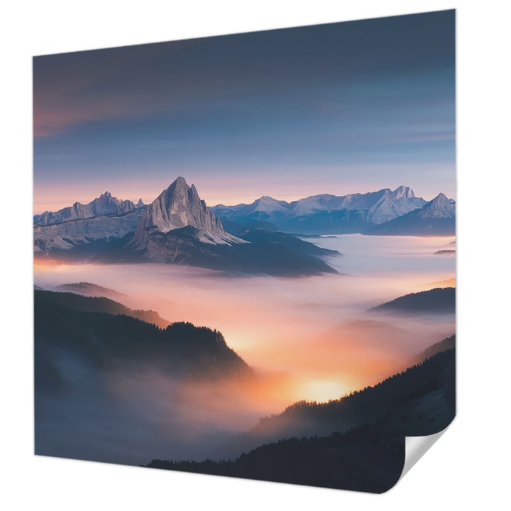 Öntapadós Dekor Tapéta, Wallfluent, A felkelő nap, Kék, 250 x 250 cm, Előszobába, Hálószobába, 010170060030000284879