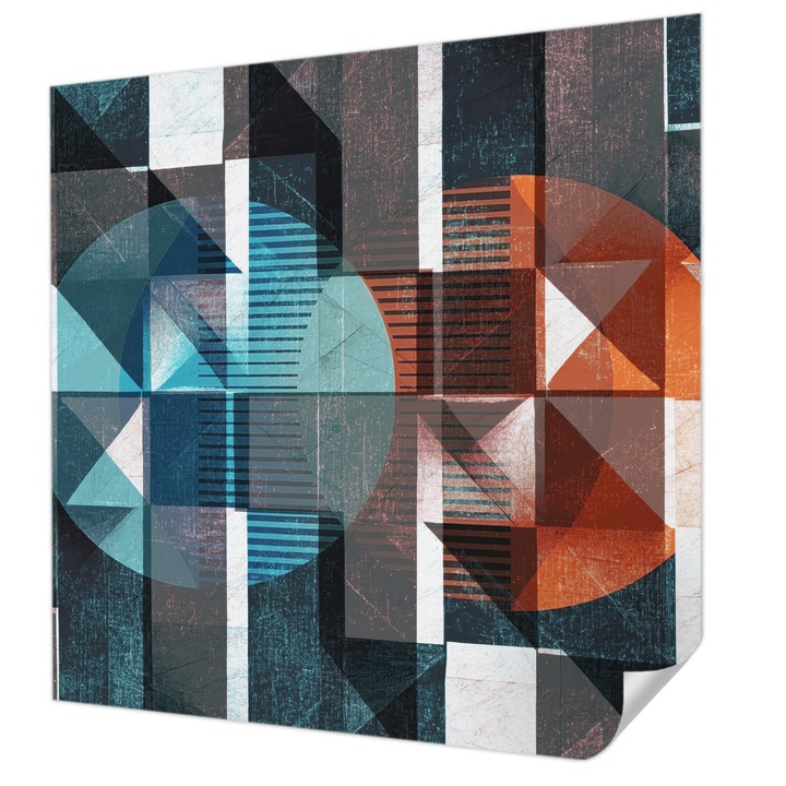 Öntapadós Dekor Tapéta, Wallfluent, Absztrakt formák, Kék, 250 x 250 cm, Nappaliba, Konyhába, 010170060030000284876