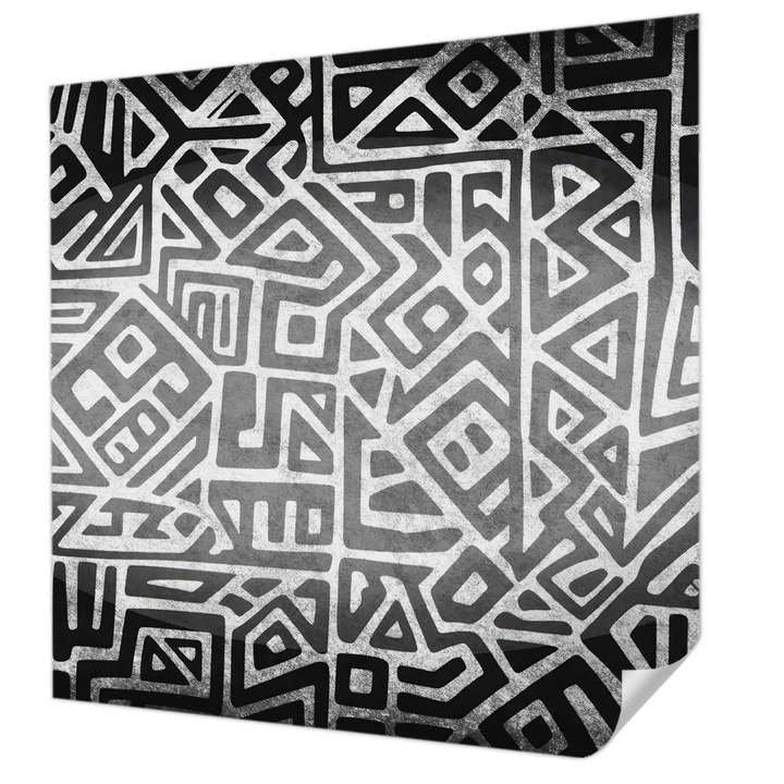 Öntapadós Fotótapéta Falra, Wallfluent, Geometriai labirintus, Fekete és fehér, 250 x 250 cm, Fali Dekoráció, Nedvesség- És Foltálló, 010170060030000284897