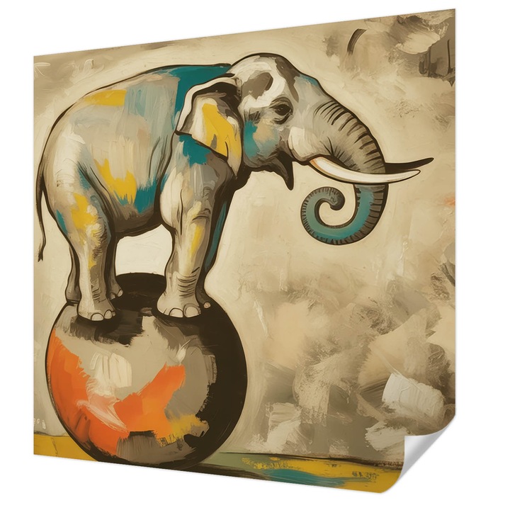 Öntapadós Tapéta Fali Dekoráció, Wallfluent, Absztrakt elefánt, Szürke, 250 x 250 cm, Erős Ragasztó, Modern Belsőépítészeti Dekoráció, 010170060030000284941