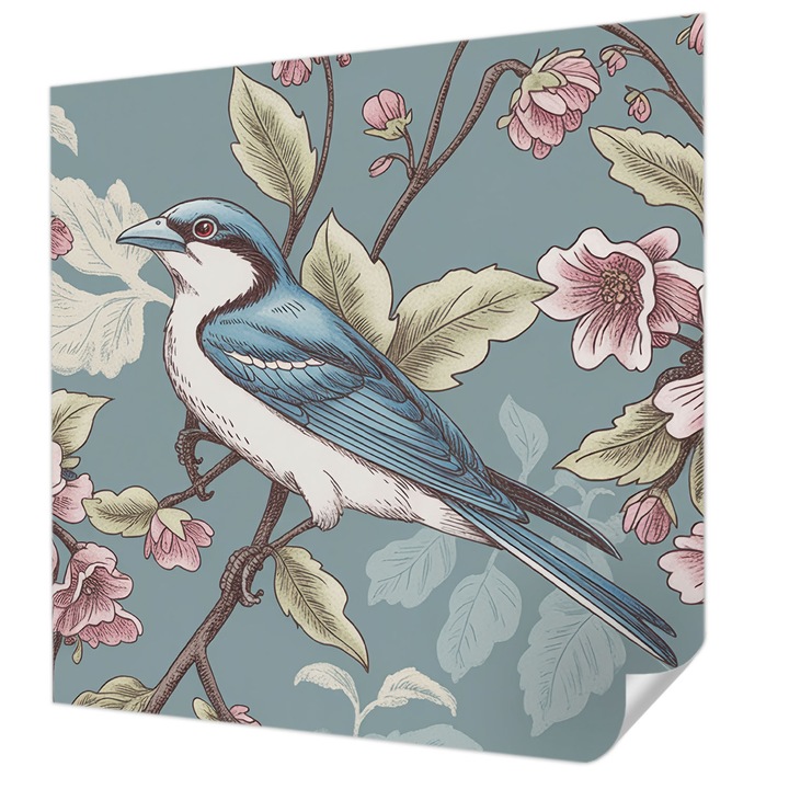 Öntapadós Tapéta Fali Dekoráció, Wallfluent, Tavaszi harmónia, Kék, 250 x 250 cm, Modern Dizájn, Nedvesség- És Foltálló, 010170060030000284938