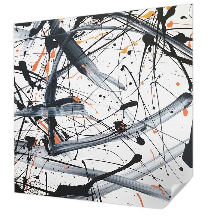 Öntapadós Fotótapéta Falra, Wallfluent, Energia káosz, Fekete és fehér, 250 x 250 cm, Könnyen Tisztítható, Nedvességálló, 010170060030000284955