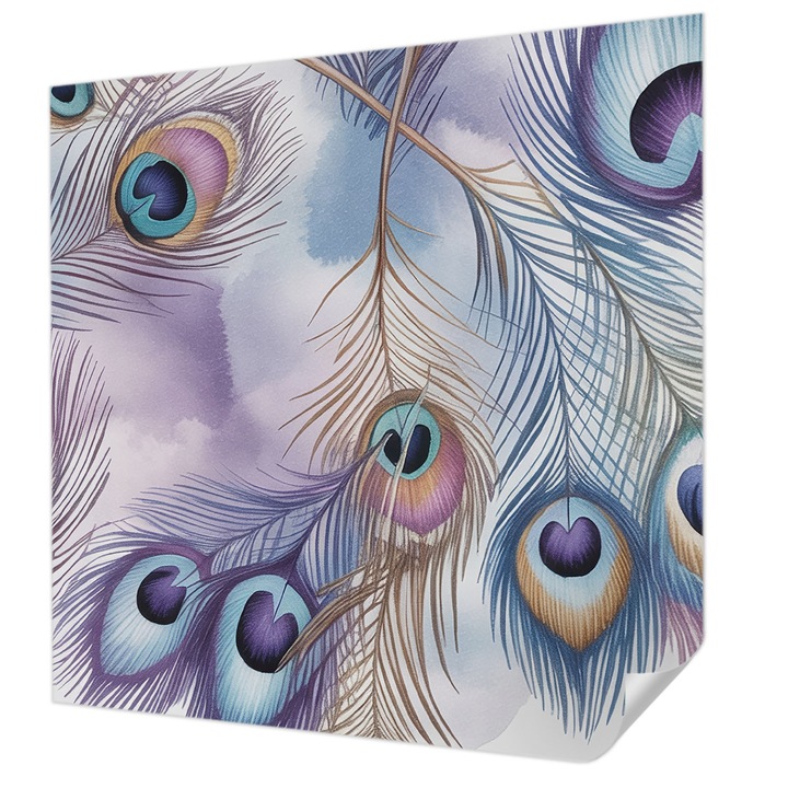 Öntapadós Fotótapéta Falra, Wallfluent, Pávatollak, Lila, 250 x 250 cm, Modern Dizájn, Könnyen Felszerelhető És Tisztítható, 010170060030000284957