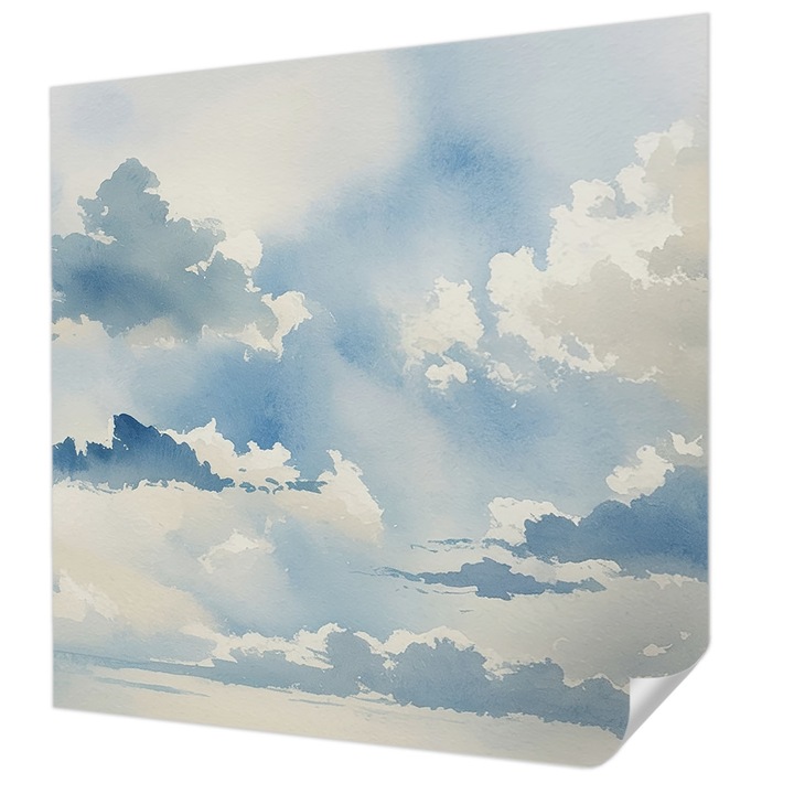 Öntapadós Dekor Tapéta, Wallfluent, Mennyei felhők, Kék, 250 x 250 cm, Klasszikus, Könnyen Felszerelhető, 010170060030000284966