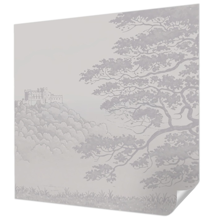 Öntapadós Tapéta Fali Dekoráció, Wallfluent, Vár táj, Szürke, 250 x 250 cm, Modern Dizájn, Nedvesség- És Foltálló, 010170060030000284972