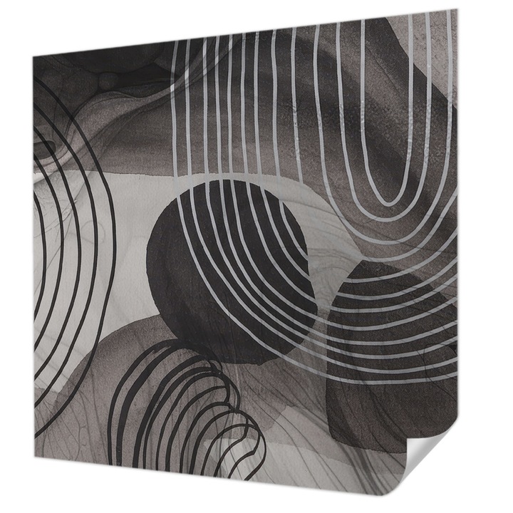 Öntapadós Dekor Tapéta, Wallfluent, A formák harmóniája, Szürke, 250 x 250 cm, Klasszikus, Könnyen Felszerelhető, 010170060030000284997