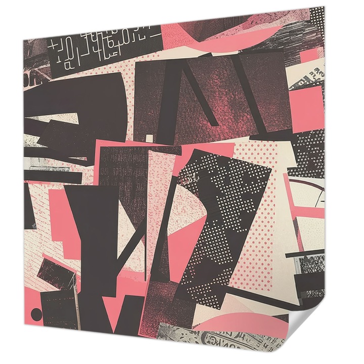 Öntapadós Dekor Tapéta, Wallfluent, Geometrikus kollázs, Fekete, 250 x 250 cm, Fali Dekoráció, Nedvesség- És Foltálló, 010170060030000284996