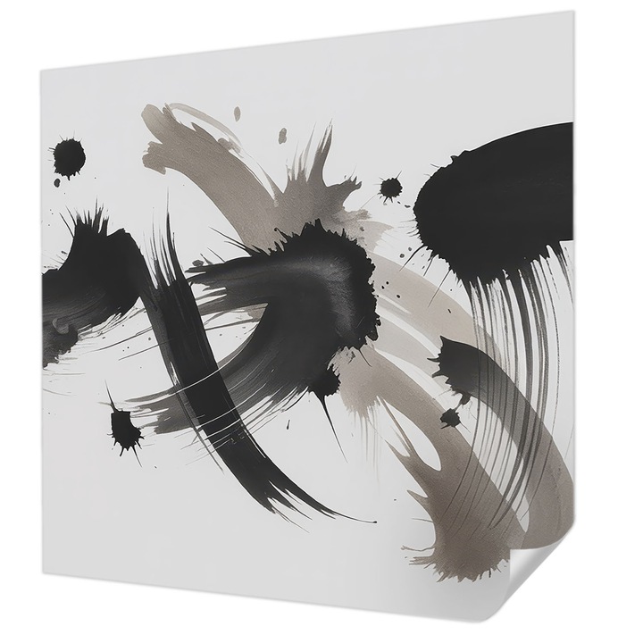 Öntapadós Tapéta Fali Dekoráció, Wallfluent, Absztrakt kifejezés, Fekete, 250 x 250 cm, Könnyen Tisztítható, Nedvességálló, 010170060030000285003