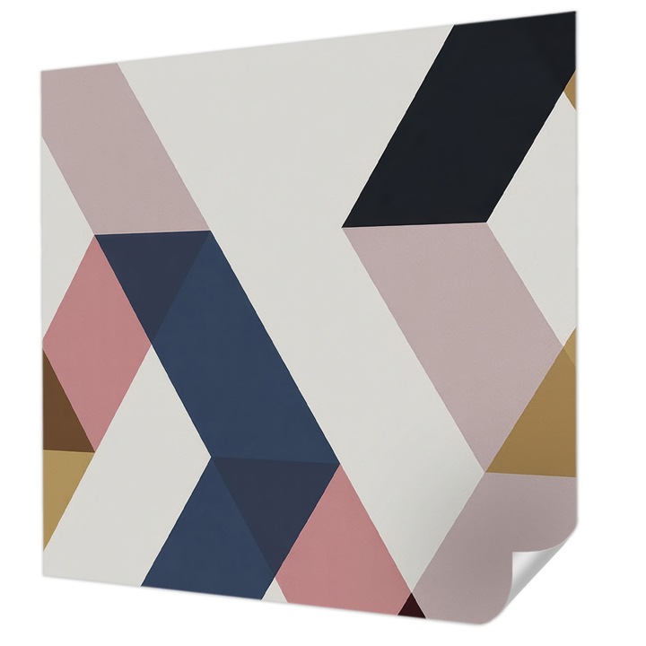 Öntapadós Tapéta Fali Dekoráció, Wallfluent, Színes rombuszok, Fehér, 250 x 250 cm, Könnyen Tisztítható, Nedvességálló, 010170060030000285037