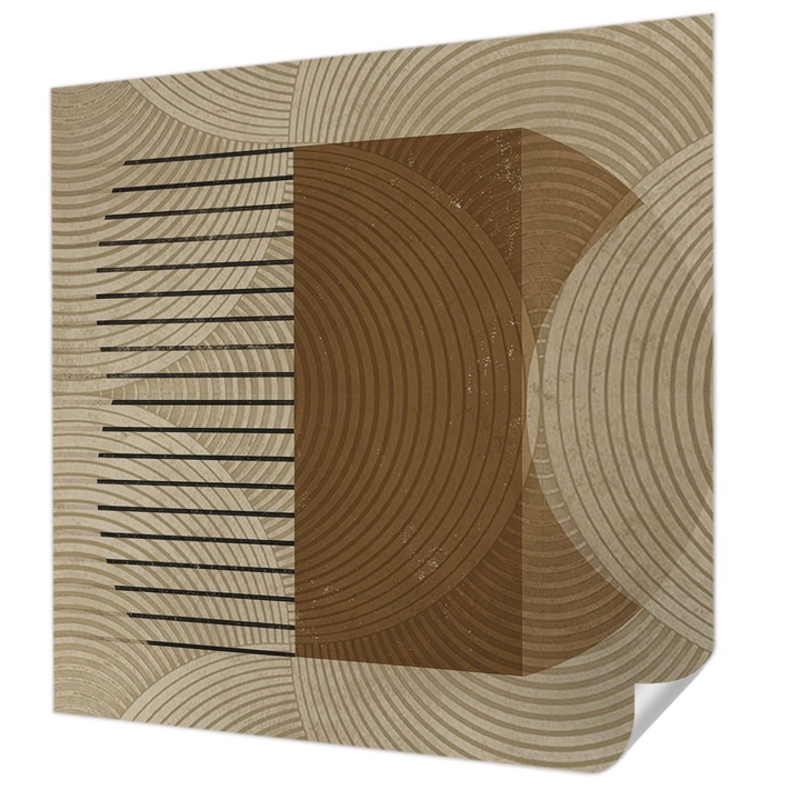 Öntapadós Tapéta Falra, Wallfluent, A harmónia geometriája, Bézs, 250 x 250 cm, Dekoráció, Klasszikus, 010170060030000285085