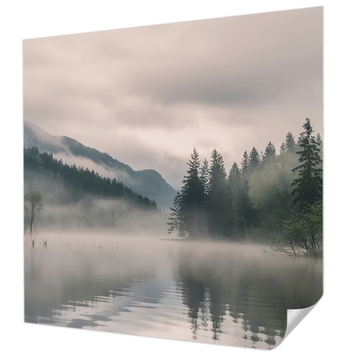 Öntapadós Fotótapéta Falra, Wallfluent, Légköri tó, Szürke, 250 x 250 cm, Fali Dekoráció, Nedvesség- És Foltálló, 010170060030000285125