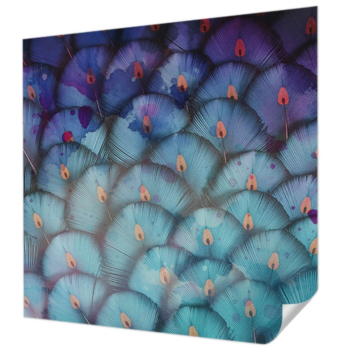 Öntapadós Tapéta Falra, Wallfluent, Színes tollak, Kék, 250 x 250 cm, Fali Dekoráció, Nedvesség- És Foltálló, 010170060030000285148