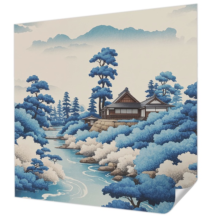 Öntapadós Tapéta Fali Dekoráció, Wallfluent, Békés természet, Kék, 250 x 250 cm, Nappaliba, Konyhába, 010170060030000285176